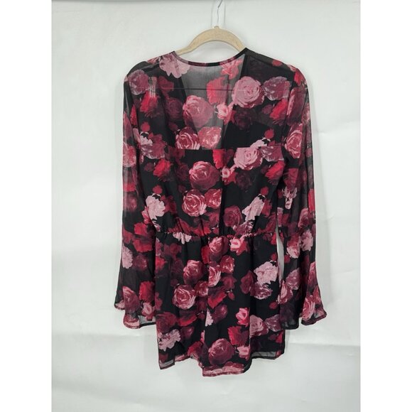 BCBGeneration Floral  Romper Women S Black Red Witchy Vampire Whimsigoth NEW - Picture 3 of 10